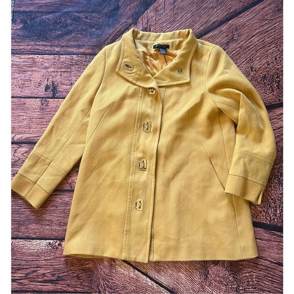 Etcetera Womens‎ Yellow Wool Blend Coat Size 12 - Picture 7 of 11